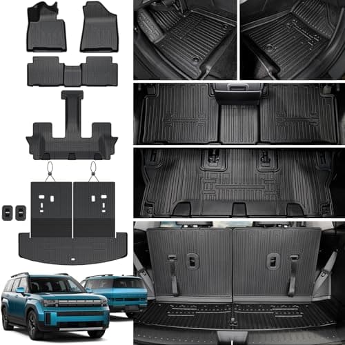 JOULARISE Floor Mats for 2024 2025 2026 Hyundai Santa Fe Car Mat Accessories(Fit Hybrid and Gas), All Weather TPE Cargo Mat Trunk Mat with Backrest Mats(Floor Mats+2-in-1 Cargo Mat)
