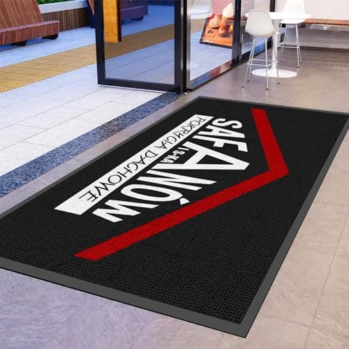 NCBUSWY Custom Personalized Commercial Area Rug with Any Logo Text Floor Entryway Door Mat Welcome Carpet for Business Home Indoor/Outdoor Non Slip Washable Durable