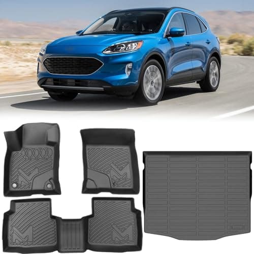 TPE Automotive Floor Mats & Cargo Liner Custom for Ford Escape 2020-2025 (NOT Fit Hybrid), All Weather Cover Protection Waterproof Black Floor Liner Front & Rear Row Full Set Car Mats, 4PCS