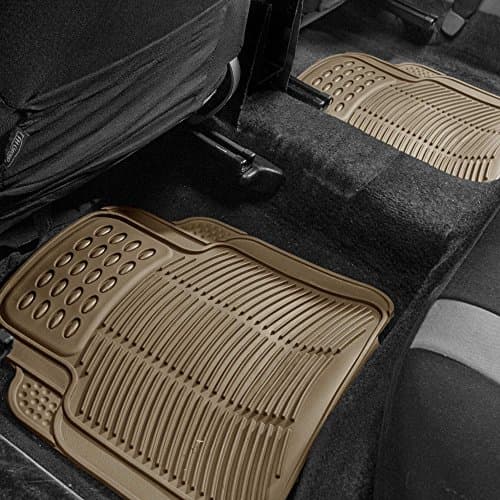 FH Group Automotive Floor Mats - Heavy-Duty Rubber Floor Mats for Cars, Universal Fit Rear Set, Climaproof Floor Mats, Trimmable Floor Mats for Most Sedan, SUV, Truck Floor Mats, Beige